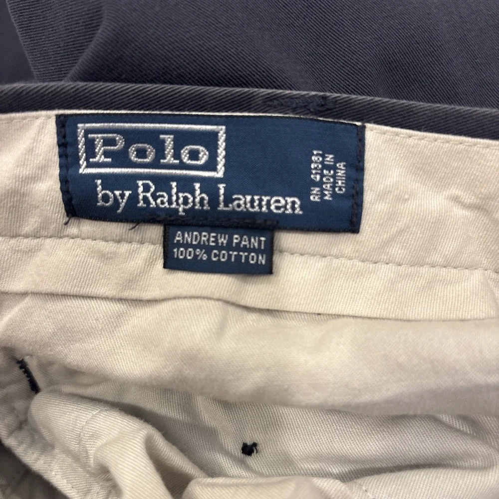 Vintage Polo Ralph Lauren Cotton Andrew Pant Navy Blue Pleated Men's 38x31 Y2K